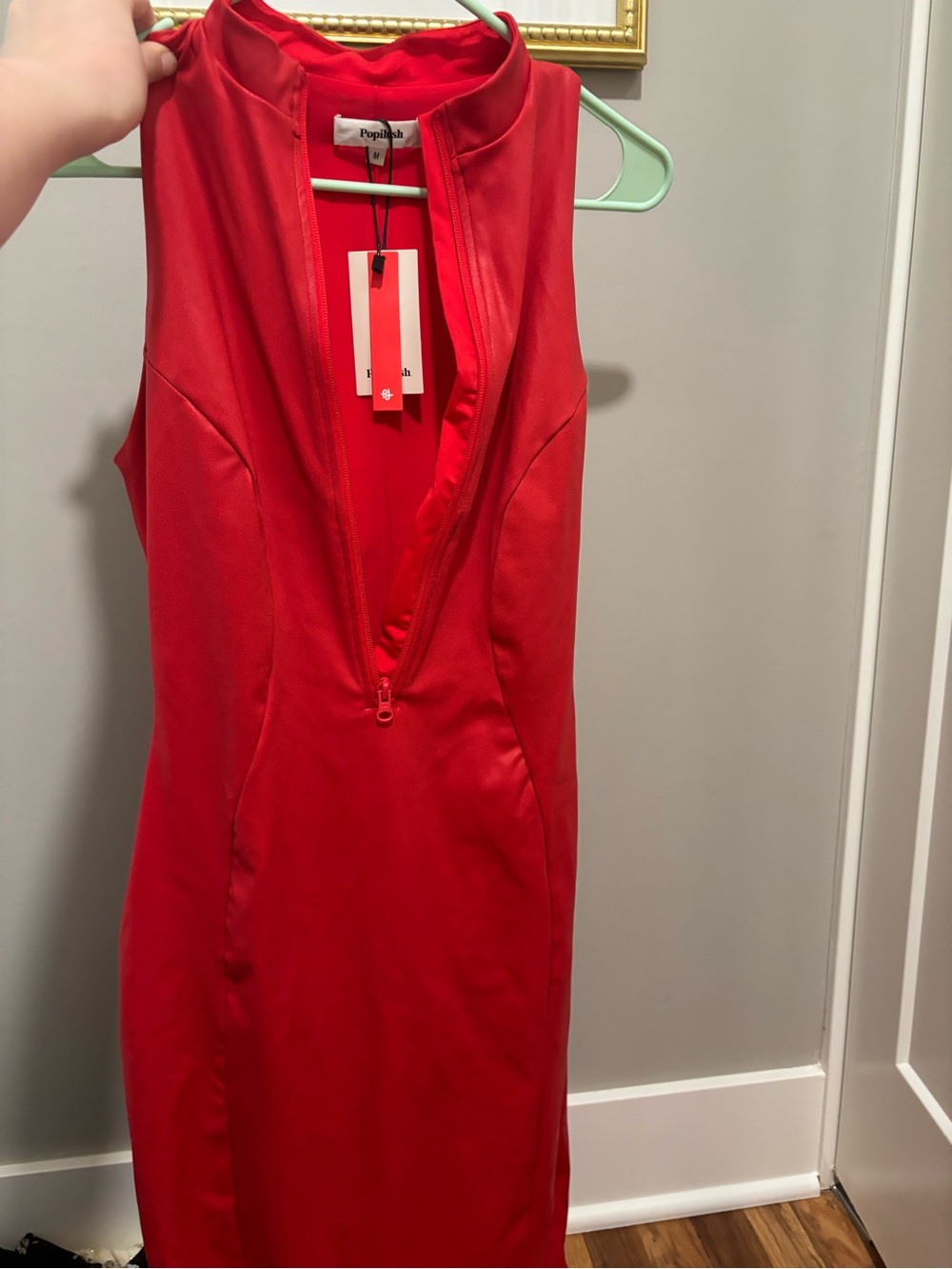 Popilush Red Sleeveless Sheath Dress